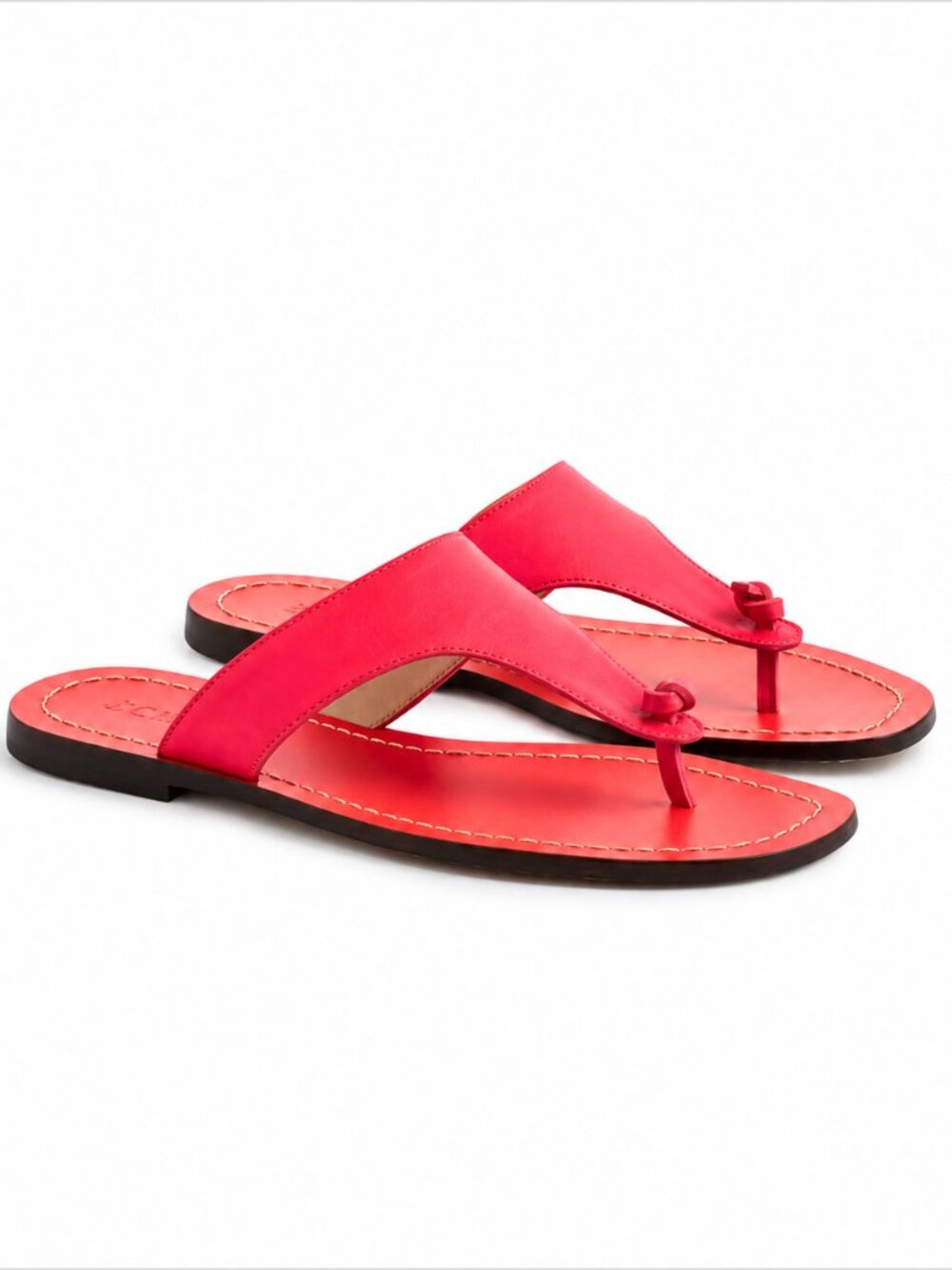 J.Crew Playa Thong Sandals Size 8 | Poppy Pink Flip Flops | Leather Summer Sanda